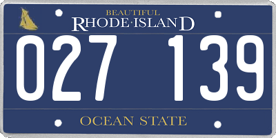 RI license plate 027139