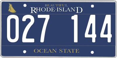 RI license plate 027144