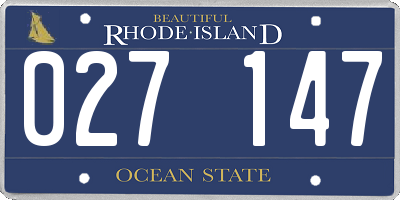 RI license plate 027147