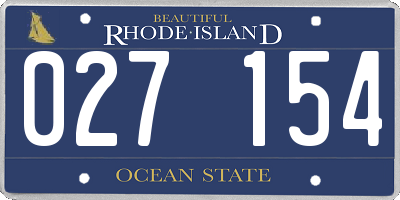 RI license plate 027154