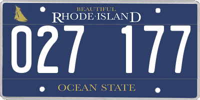 RI license plate 027177