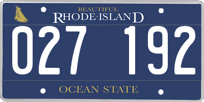 RI license plate 027192