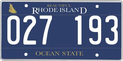 RI license plate 027193