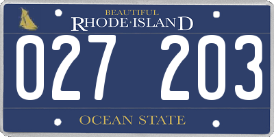 RI license plate 027203