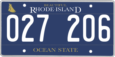 RI license plate 027206