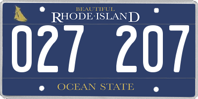 RI license plate 027207