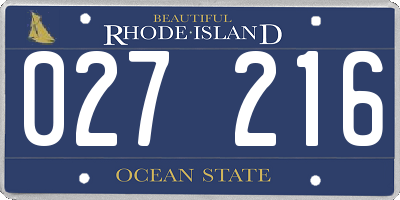 RI license plate 027216