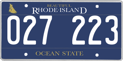RI license plate 027223