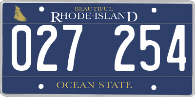 RI license plate 027254