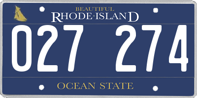 RI license plate 027274