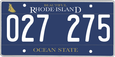 RI license plate 027275