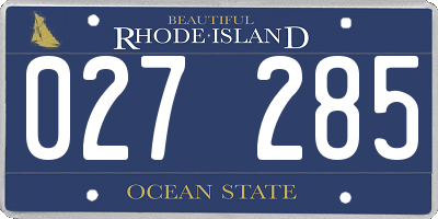 RI license plate 027285