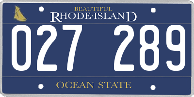 RI license plate 027289