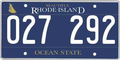 RI license plate 027292