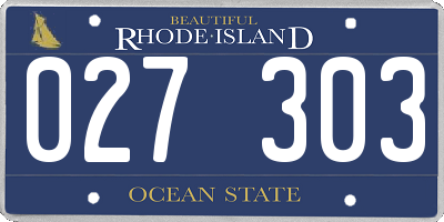 RI license plate 027303