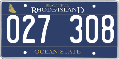 RI license plate 027308