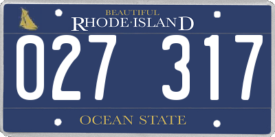 RI license plate 027317