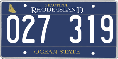 RI license plate 027319