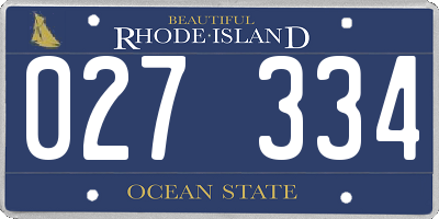 RI license plate 027334