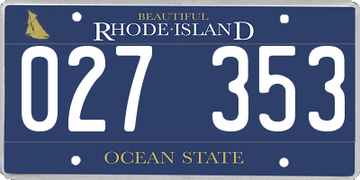 RI license plate 027353
