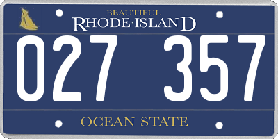 RI license plate 027357