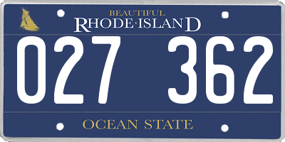 RI license plate 027362