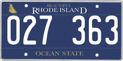 RI license plate 027363