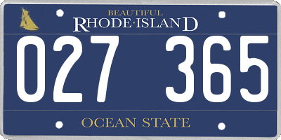 RI license plate 027365