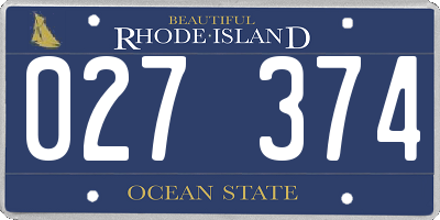 RI license plate 027374