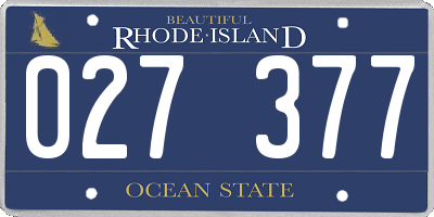 RI license plate 027377