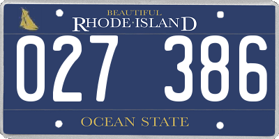 RI license plate 027386