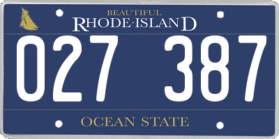 RI license plate 027387