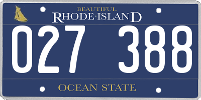 RI license plate 027388