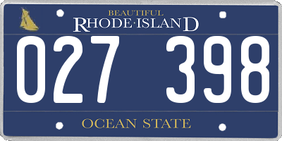 RI license plate 027398
