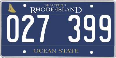 RI license plate 027399
