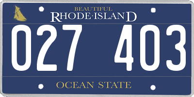 RI license plate 027403