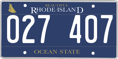 RI license plate 027407