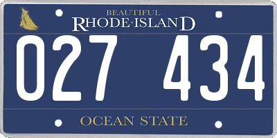 RI license plate 027434