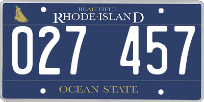 RI license plate 027457