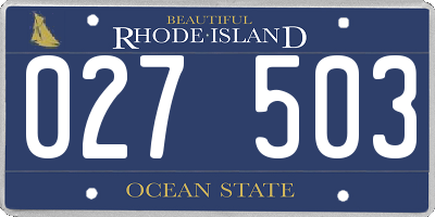 RI license plate 027503