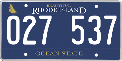 RI license plate 027537