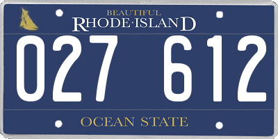 RI license plate 027612