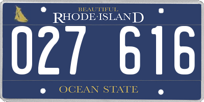RI license plate 027616