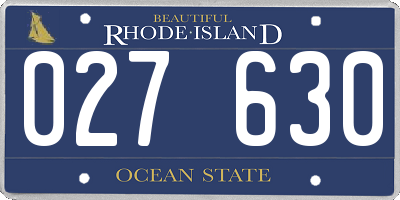 RI license plate 027630