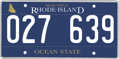 RI license plate 027639