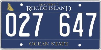 RI license plate 027647