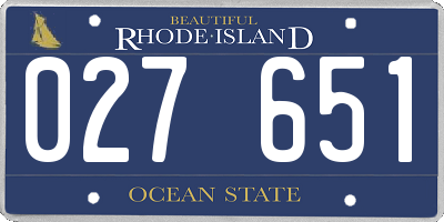RI license plate 027651