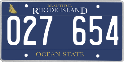 RI license plate 027654