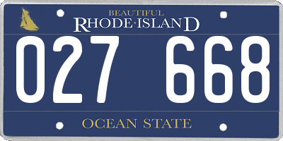 RI license plate 027668