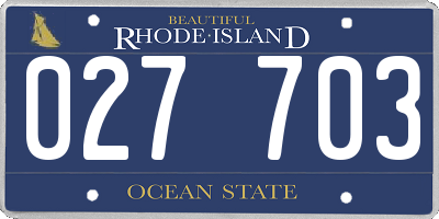 RI license plate 027703
